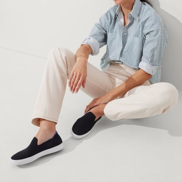 ROTHY'S Classic Black Solid Slip On The Sneakers Size 6.5 - Picture 3 of 6